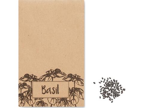 Basil seeds in craft envelope