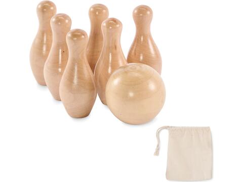 Mini pine wood bowling set