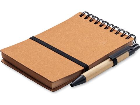 Recycled notebook with ball pen