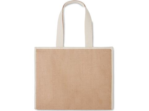 Jute and canvas cooler bag