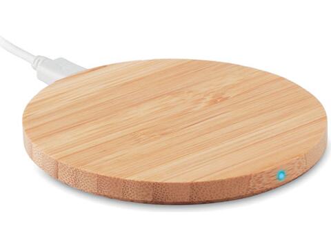 Round wireless charger bamboo