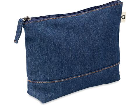 Recycled denim cosmetic pouch