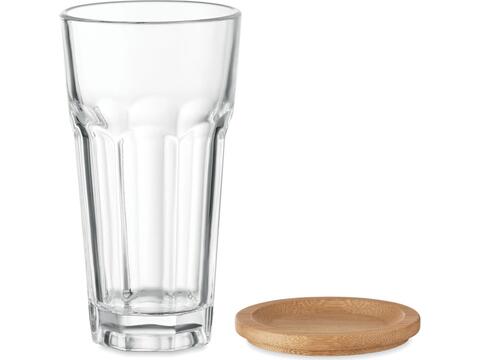 Glass with bamboo lid/coaster
