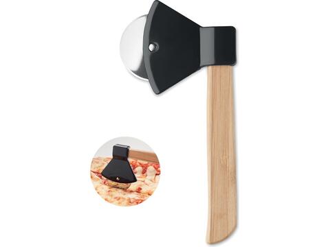 Pizza cutter bamboo handle