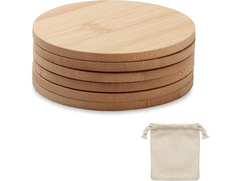 Set of 6 bamboo coasters