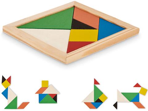 Tangram puzzle in wood