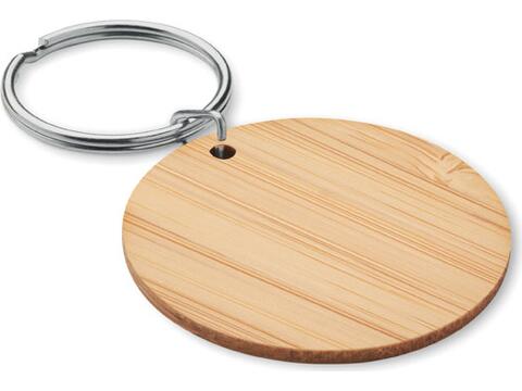 Round bamboo key ring