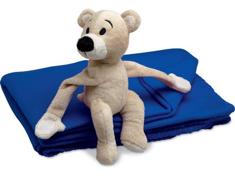 Fleece blanket with teddy bear
