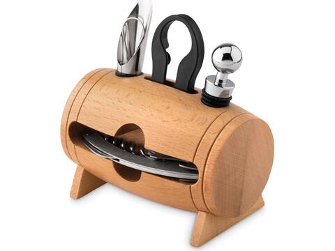 4 pcs wine set in wooden stand