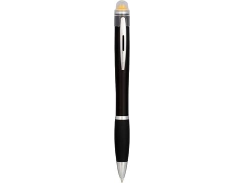 Nash coloured light up black barrel ballpoint pen
