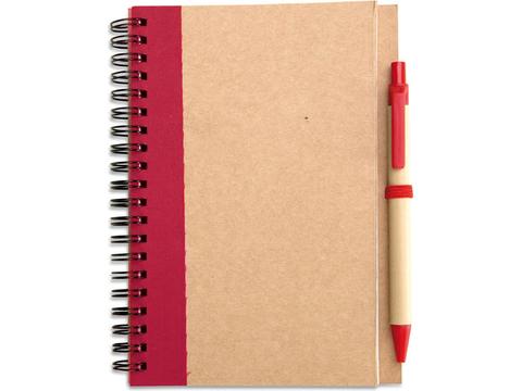 Recycled paper notebook and pen