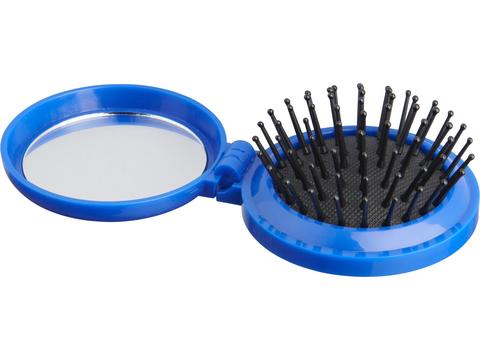 Foldable hair brush with mirror