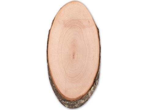 Oval board with bark