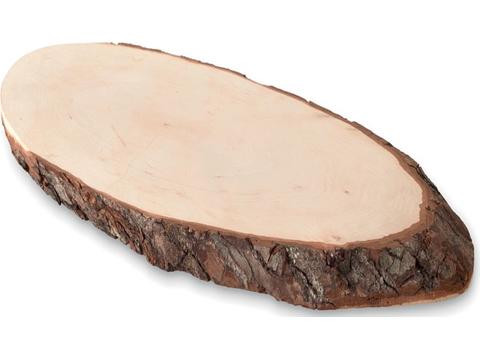 Oval wooden board with bark