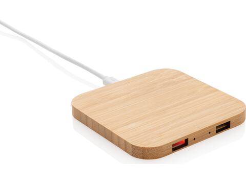 Bamboo 5W wireless charger with USB ports