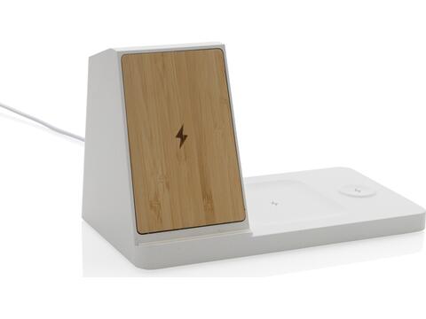 Ontario recycled plastic & bamboo 3-in-1 wireless charger