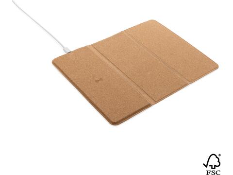 FSC® 10W wireless charging cork mousepad and stand