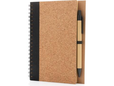 Cork spiral notebook with pen