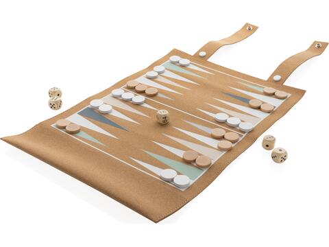 Britton cork foldable backgammon and checkers game set