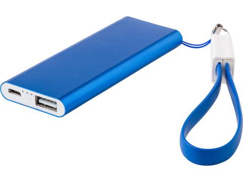 Aluminium power bank with Li-polymer 2000mAh