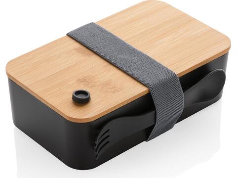 PP lunchbox with bamboo lid & spork