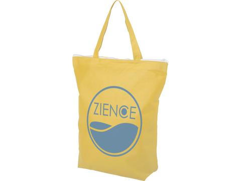 Privy zippered short handle non-woven tote bag