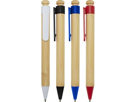 Rattan bamboo and recycled plastic ballpoint pen (black ink)