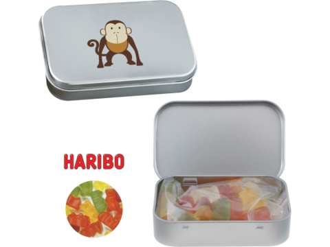 Silver tin with Haribo gummy bears