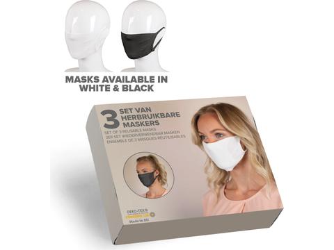 Set of 3 face masks in gift box