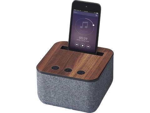 Enjoy exceptional sound of the Shae Fabric and Wood Bluetooth® Speaker