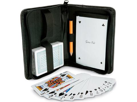 Playing card set with notebook and pencil
