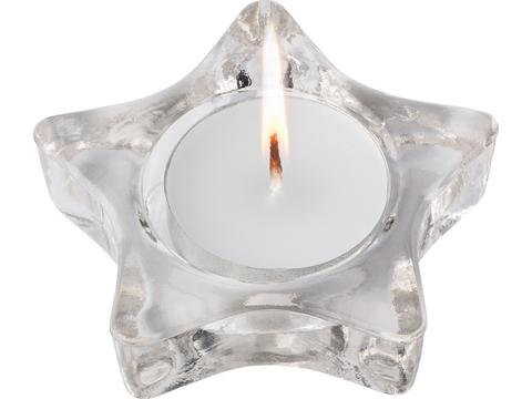 Star-shaped glass candle holder - including candle