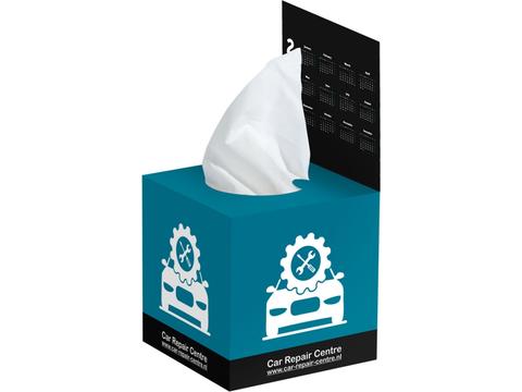Tissue box with flap