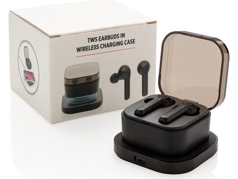 TWS earbuds in wireless charging case