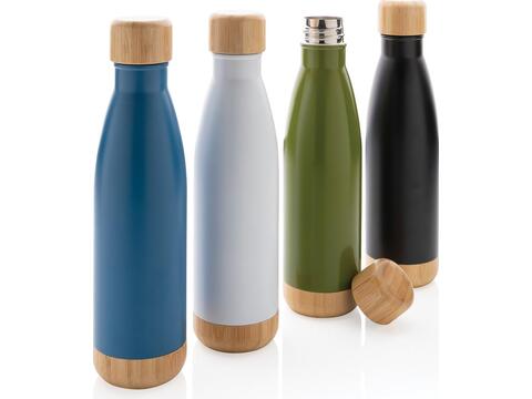 Vacuum stainless steel bottle with bamboo lid and bottom