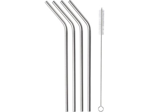 Four stainless steel straws