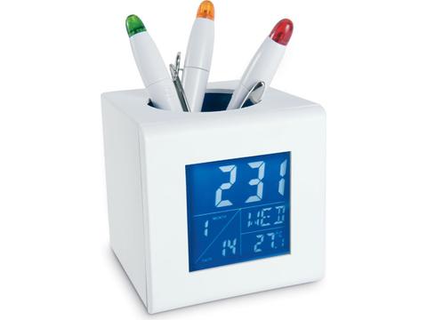 Weather station with pen holder