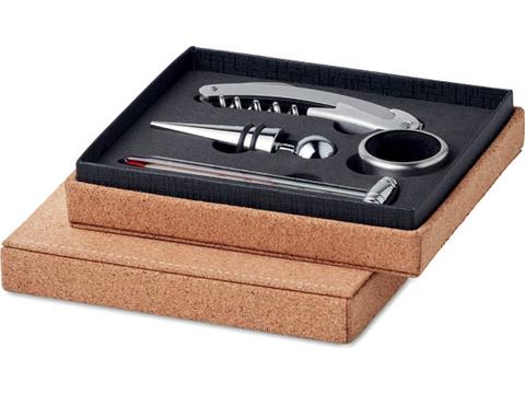 Wine set in cork box