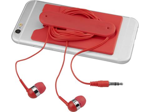 Wired earbuds and silicone phone wallet