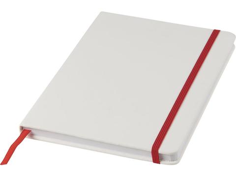 White A5 spectrum notebook with coloured strap