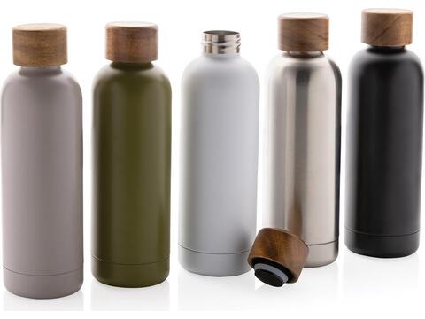 Wood RCS certified recycled stainless steel vacuum bottle