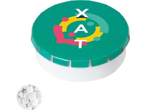 Custom-Made Plastic and Tin Click-Tin with Mints – Fully Custom Design