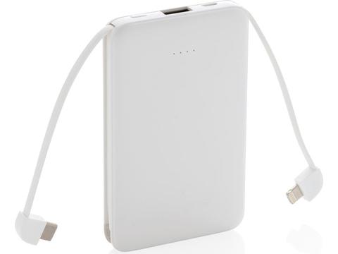 Pocket Powerbank with integrated cables - 5000 mAh