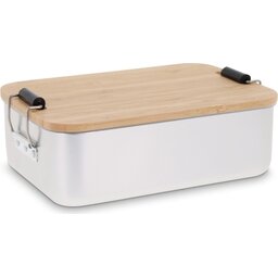 Lunch box aluminium met bamboe deksel