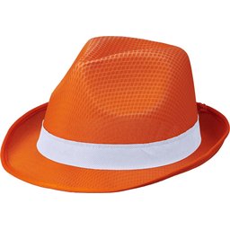 Oranje Trilby hoed met gekleurd lint naar keuze