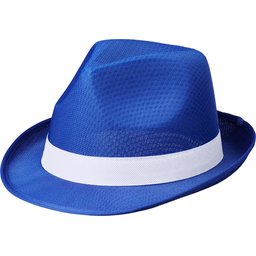 Blauwe Trilby hoed met gekleurd lint naar keuze
