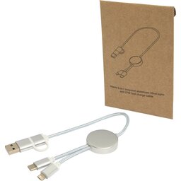 Alasia 5-in-1 30 cm datasynchronisatie- en 27 W snellaadkabel van gerecycled aluminium en plastic