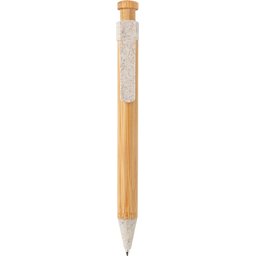 Bamboe pen met tarwestro clip -wit voorzijde