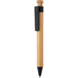 Bamboe pen met tarwestro clip -zwart
