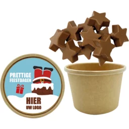 Bio Snoepbeker met Melkchocolade Sterretjes – 150 gram, inclusief dekselsticker 